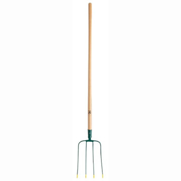 Fourche à fumier à douille 4 dents, manche bois 130cm, certifié PEFC 100%