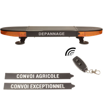 Rampe de signalisation LED sans fil, convoi dépannage, fixation magnétique, homologuée R65-R10