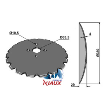 Disque semeur, 350x4mm, 90085510Z, pour semoir Rabewerk, NIAUX 200