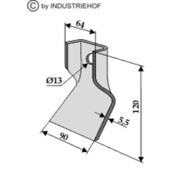 Fléau 2129-234X, pour broyeur de paille JF Stoll, pièce interchangeable