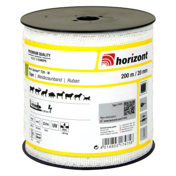 Ruban blanc 200m x 20mm, HORIZONT Farmer T20