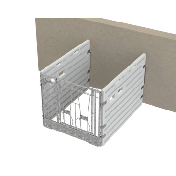 Box à veaux modulaire, individuel placé contre un mur