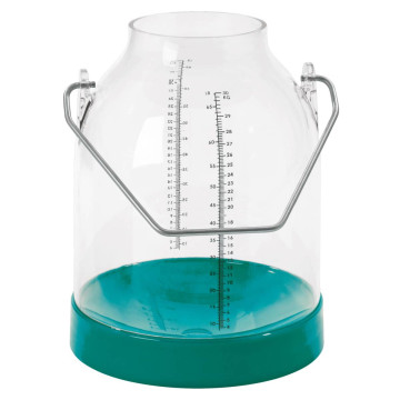 Seau à lait 30 litres transparent vert, avec anse métallique et double graduation, KERBL