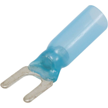 Lot de 10 cosses à fourches mâles isolées thermorétractables M5 bleue pour fil 1,5 à 2,5mm²