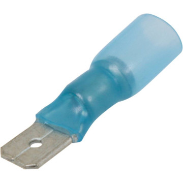 Lot de 10 cosses plates mâles isolées thermorétractables bleue pour fil 1,5 à 2,5mm²