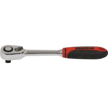 Cliquet 72 dents 1/2", réversible avec bouton poussoir, poignée bi-matière, 250 mm, DRAKKAR