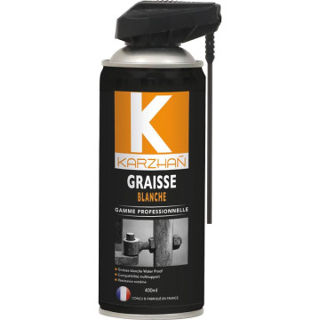 Graisse blanche KARZHAÑ, Water Proof, compatibilité multisupport, résistance extrême, aérosol 400 ml