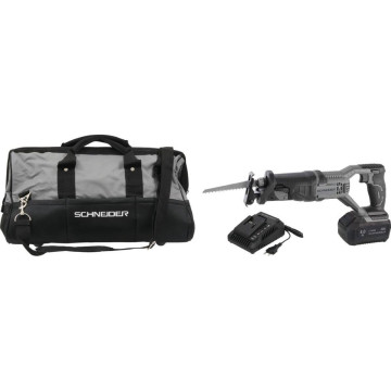Scie sabre sans fil 20V, lame Ø150mm, avec batterie 4AH, chargeur 3A et sac de transport, SCHNEIDER