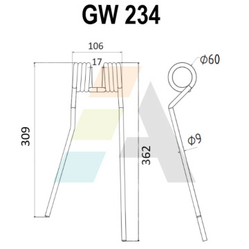Dent de faneuse pour ZWEEGERS, PZ 221, Z3012200, 43904, pièce interchangeable