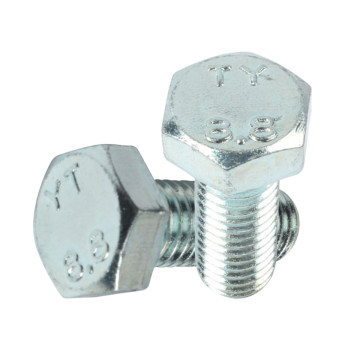 Vis à tête hexagonale TH, diamètre 7 mm, longueur 16 à 45 mm, entièrement filetée, classe 8.8, zinguée, DIN 933, sans écrou