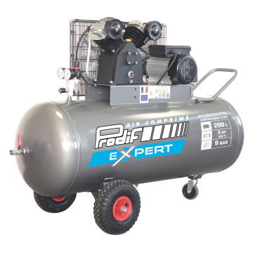 Compresseur mobile 200 litres 400V, 18,6m³/h, 2 cylindres, 3CV, triphasé, VC3552003TG, PRODIF EXPERT