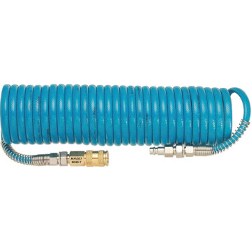 Rallonge tuyau air spiralé polyurethane 7,62 mètres x int. Ø6,35mm, 10 bars, filetage 1/4" avec raccord type 1, 9040-7, HAZET