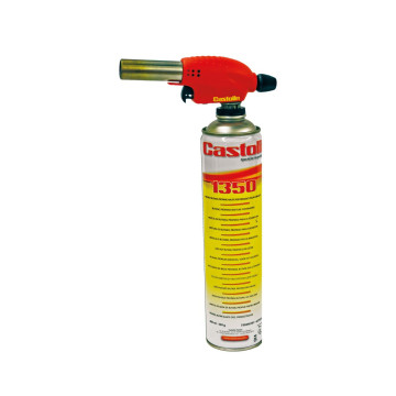 Torche à allumage piezo pour le brasage et le chauffage à la flamme, avec 1 cartouche de gaz 1350 butane/propane de 600ml, CHALUMEAU 1350