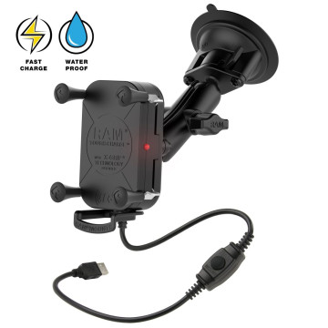 Pack support smartphone charge induction sans fil X-Grip, base ventouse, bras moyen, RAM