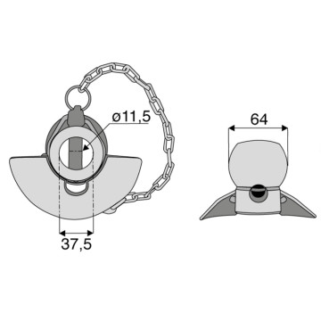 Rotule pour crochet inférieur avec cône guidage cat 3, Ø37,5x64 mm