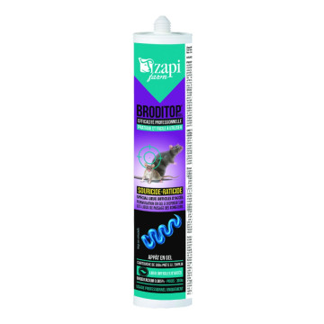 Raticide souricide Broditop gel concentré, brodifacoum 50mg/kg, cartouche de 300g