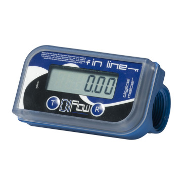 Volucompteur digital AD BLUE 6 chiffres, débit 10-150 l/min, entrée/sortie 1"F, IN LINE