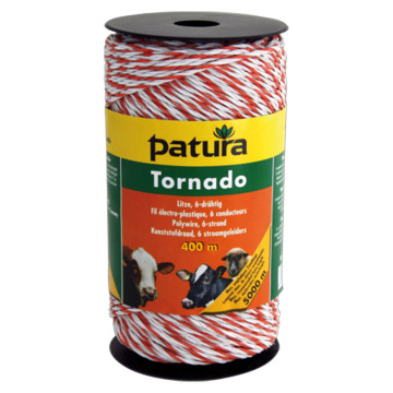 Fil électro-plastique blanc et orange 400 mètres, Tornado