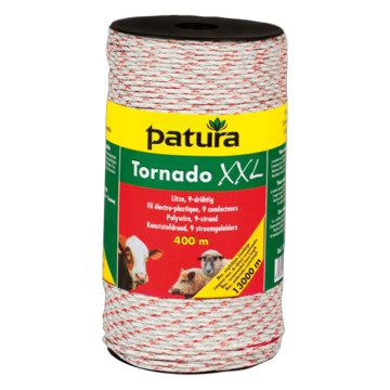Fil électro-plastique tressé blanc et rouge 400 mètres, Tornado XXL