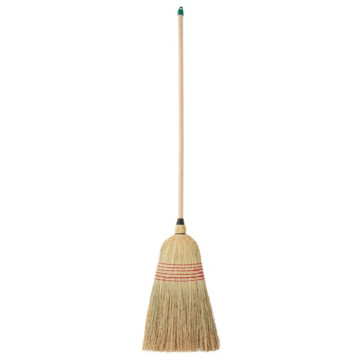 Balai d'extérieur paille de riz 25cm manche bois percé
