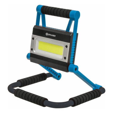 Projecteur LED 10W 1500 lumens rechargeable, pliable sur trépied structure métal et ABS, autonomie 2,5 heures, STILKER