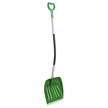 Pelle à neige et à céréales plastique avec rebord, vert, manche aluminium 42cm x 40cm x Ø39mm
