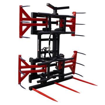 Pince à balles verticale grand modèle, 2 griffes à 6 doigts et fourche à balle 3 dents pour chargeur et télescopique, MANUTOSORE