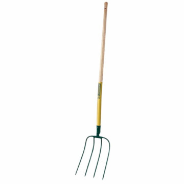 Fourche à charger à douille 4 dents, manche bois 130cm, certifié PEFC 100%