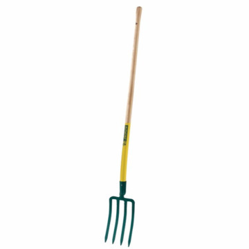 Fourche à bêcher "dame" douille 4 dents triangulaires, manche bois 100cm, certifié PEFC 100%