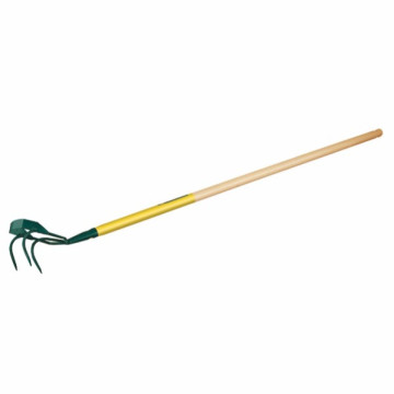 Griffe piocheuse 3 dents spatulées avec grattoir, manche bois percé 150cm, certifié PEFC 100%