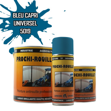 Peinture agricole PROCHI-ROUILLE brillante, Bleu capri, RAL 5019, UNIVERSEL