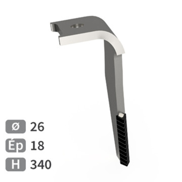 Dent de herse rotative droite avec plaquettes carbure triangulaires, fixation rapide, POTTINGER