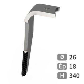Dent de herse rotative gauche avec plaquettes carbure triangulaires, fixation rapide, POTTINGER