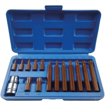 Coffret 15 pièces embout hexagonal 10mm Torx® de T20 à T55 avec douille 1/2 porte embout STILKER