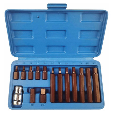 Coffret 15 pièces embout hexagonal 10mm hexagonal de 4 à 12mm avec douille 1/2" porte embout STILKER