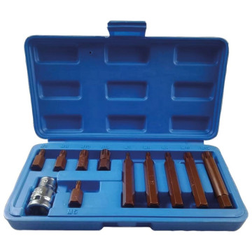 Coffret 11 pièces embout hexagonal 10mm XZN avec douille 1/2" porte embout STILKER