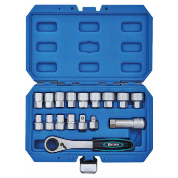 Coffret de douilles traversantes de 17 pièces 3/8" et 1/2"