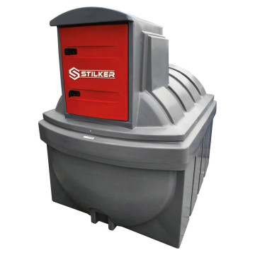 Cuve de stockage gasoil PEHD DP 2500L avec armoire intégrée pour station à gasoil 230V 50 l/min et pistolet automatique/compteur/filtre STILKER