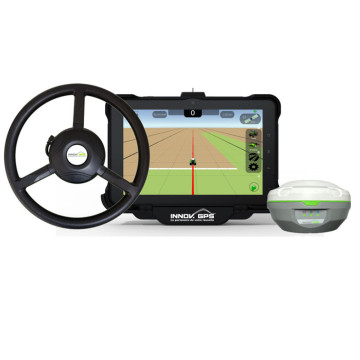 Système d'auto guidage haute performance IGUIDE 10.1 avec volant, tablette, antenne dGPS haute performance et station d'accueil INNOV GPS
