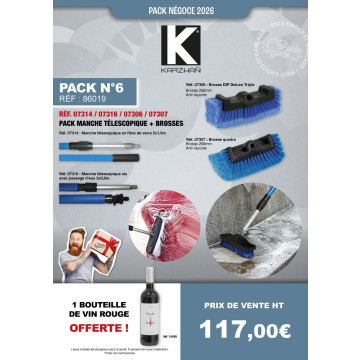 PN N°6 pack manches télescopiques avec brosses de lavage et une bouteille de vin rouge