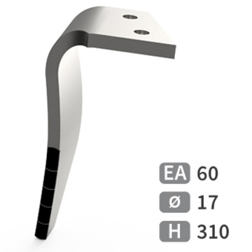 Dent de herse rotative gauche 5 plaquettes carbure, ALPEGO, 310x102mm, Ø17mm, entraxe 60mm, D07400A - MKOA00132 - pièce interchangeable