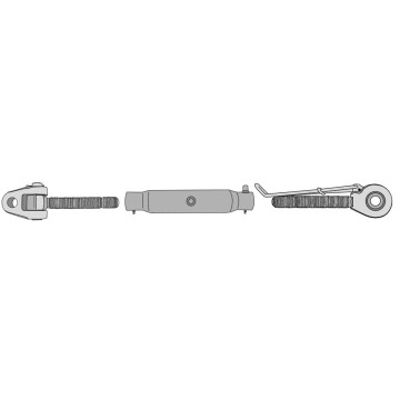 Barre de poussée articulation/rotule, cat 2 et 3, tige M36x3, filetage gauche et droite + tube Ø 36x3, 460 mm