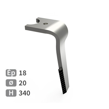 Dent carbure, 12 pastilles triangulaire 13mm, herse rotative, KUHN, 340x110x18mm, Ø20mm, fixation rapide, K2507070 - K2510370, droite, pièce interchangeable