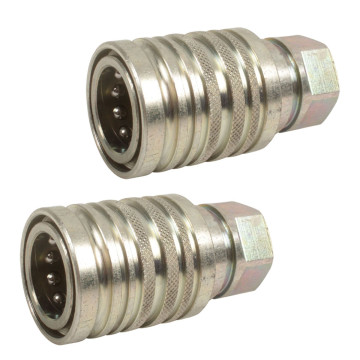 Kit 2 coupleurs push-pull, femelle + femelle, pour outil de manutention tracteur