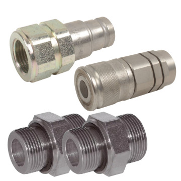 Kit coupleurs push-pull face plane, mâle + femelle, pour outil de manutention téléscopique