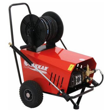 Nettoyeur haute pression eau froide DRAKKAR, 380V, 230 bar, débit 14 l/min - 840 l/h, avec enrouleur 20 mètres, lance turbo