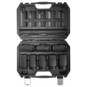 Coffret de 8 douilles à chocs longues 3/4" 6 pans de 26 à 38mm, DRAKKAR