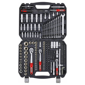 Coffret de 219 pièces - douilles 1/4", 3/8" et 1/2", acier chrome vanadium S2, DRAKKAR