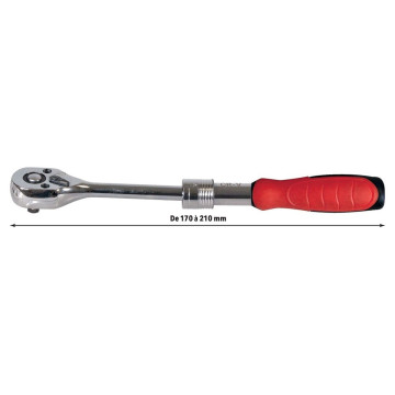 Cliquet 72 dents extensible 1/4", longueur 170 - 210 mm, DRAKKAR
