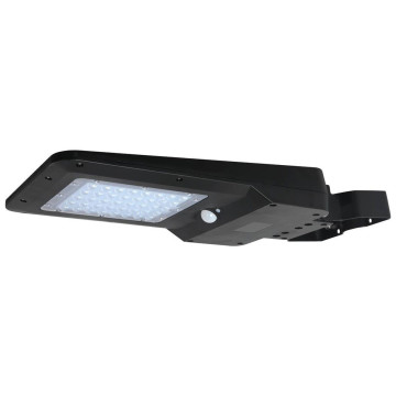 Lampadaire solaire LED 1600 lumens 15W avec détecteur, autonomie 30h